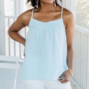 SUMMER LOVER MINT CROSS BACK GAUZE TANK